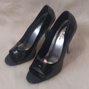 Ellie E-511 Bonnie 5" Heel Open Toe Pump Black sz 9